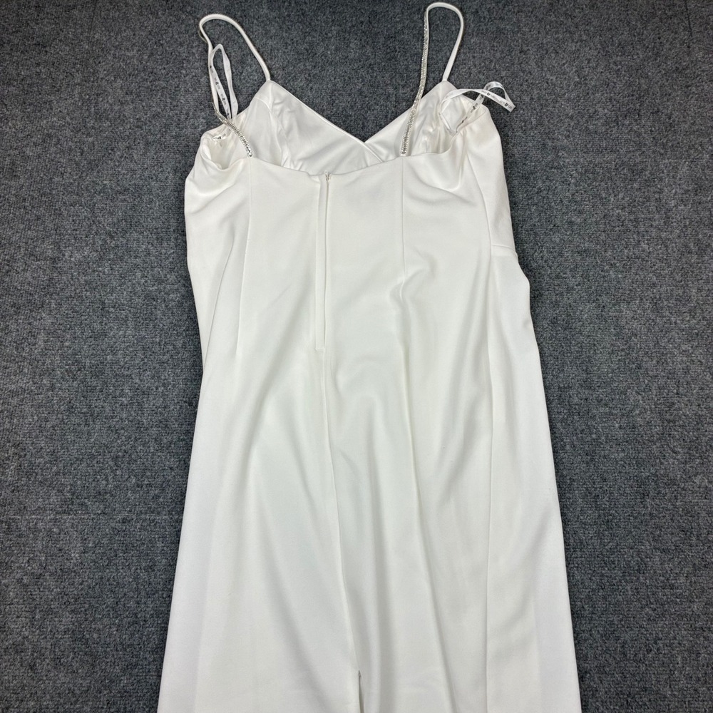 Jules & Cleo White Ruched Surplice Cocktail Dress Rhinestone Straps Size 16 - Picture 6 of 11